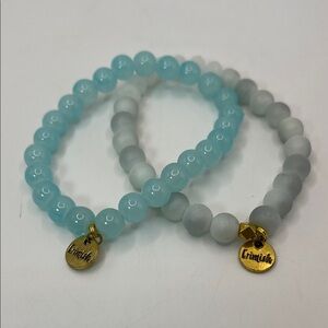 Erimish Aqua and Gray Beaded Bracelet Set